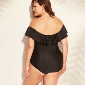 Ava & Viv Black Flowy One Piece Swim